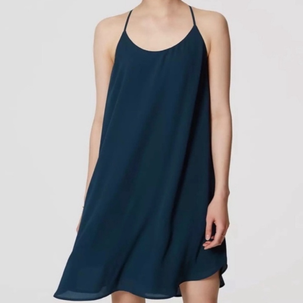 Deep Teal LOFT Racerback Scoop Neck Dress, Size M